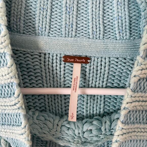 Free People Sweetheart Mock Neck Chunky Sweater in Ocean Pearl Blue Size S - Picture 4 of 7